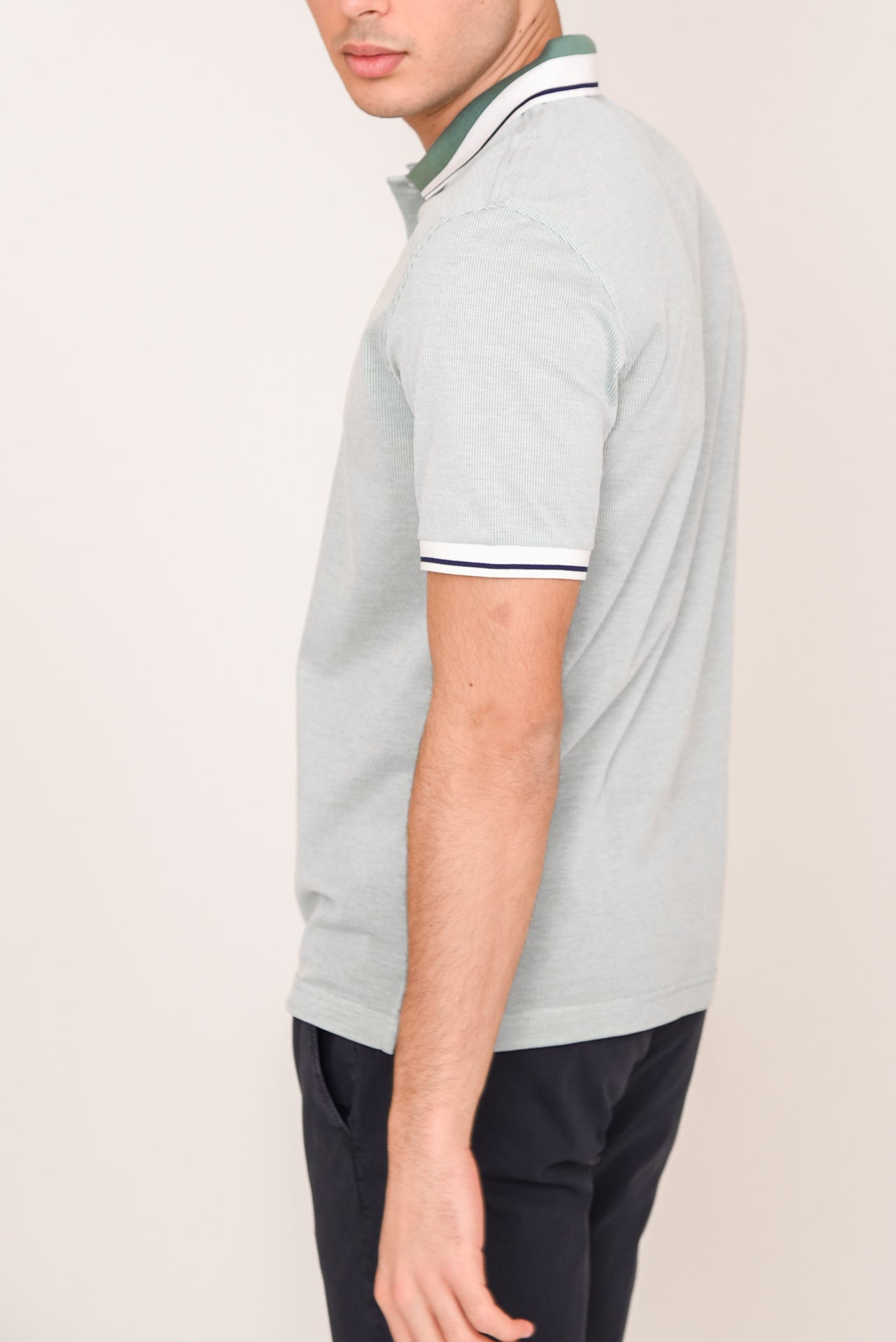 ΑΝΔΡΙΚΟ POLO PORTOBELLO'S ΜΕΝΤΑ ΜΕ ΛΕΥΚΗ ΚΑΙ ΜΑΥΡΗ ΡΙΓΑ ΣΤΟ ΓΙΑΚΑ ΚΑΙ ΣΤΑ ΜΑΝΙΚΙΑ