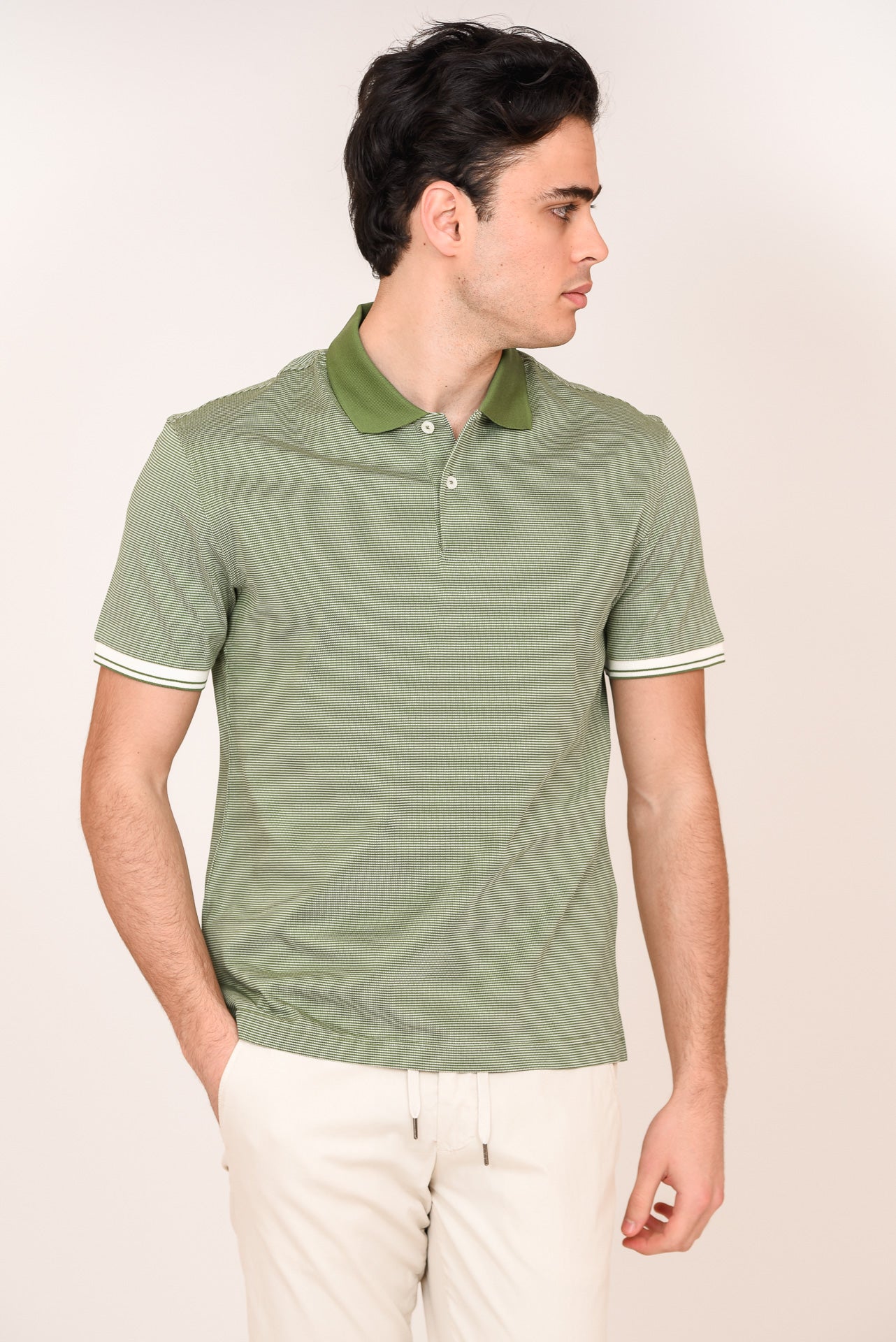 ΑΝΔΡΙΚΟ POLO PORTOBELLO'S ΠΡΑΣΙΝΟ ΜΕ ΛΕΥΚΗ ΛΕΠΤΟΜΕΡΕΙΑ ΣΤΑ ΜΑΝΙΚΙΑ