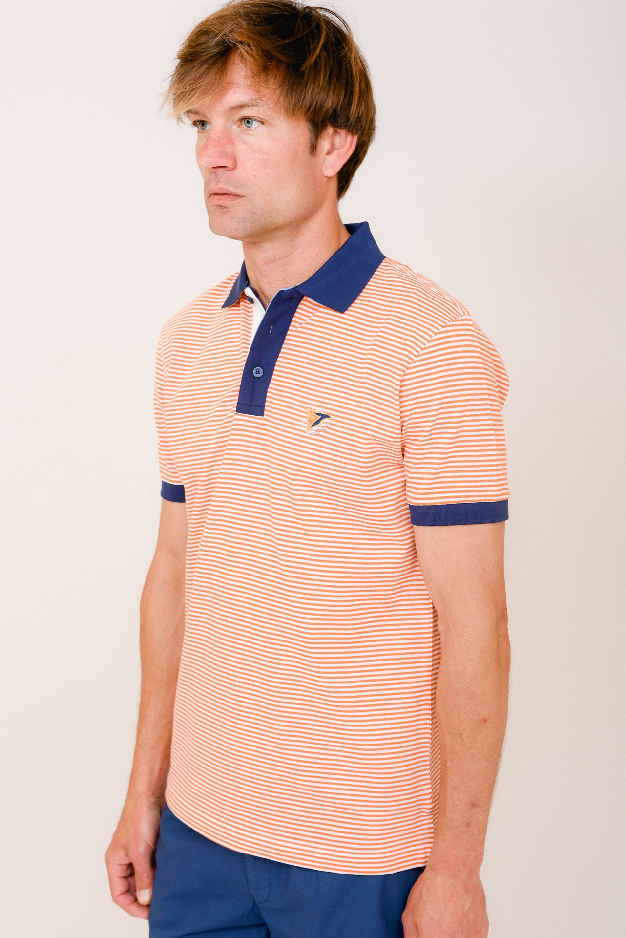 ΑΝΔΡΙΚΟ POLO PORTOBELLO'S ΡΙΓΕ ΠΟΡΤΟΚΑΛΙ ΜΕ ΛΕΥΚΗ ΚΑΙ ΜΠΛΕ ΛΕΠΤΟΜΕΡΕΙΑ