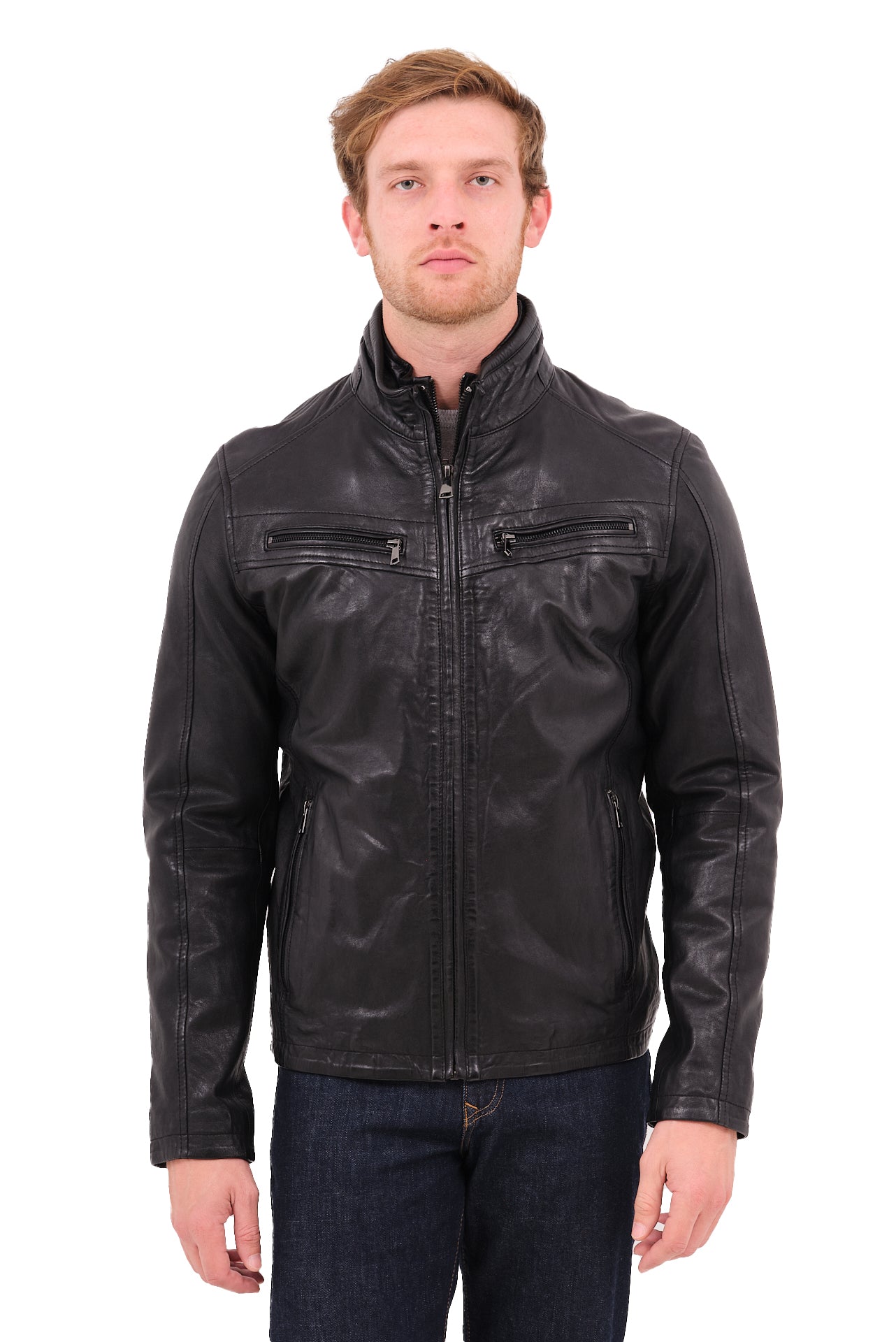 ΑΝΔΡΙΚΟ ΔΕΡΜΑΤΙΝΟ JACKET PORTOBELLO'S ΣΕ ΜΑΥΡΟ ΧΡΩΜΑ