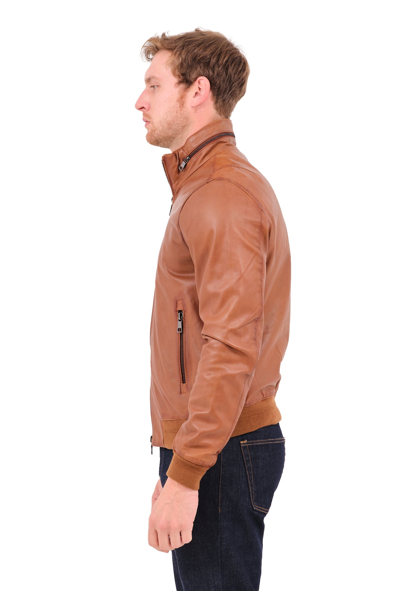 ΑΝΔΡΙΚΟ ΔΕΡΜΑΤΙΝΟ JACKET PORTOBELLO'S ΣΕ ΤΑΜΠΑ ΧΡΩΜΑ