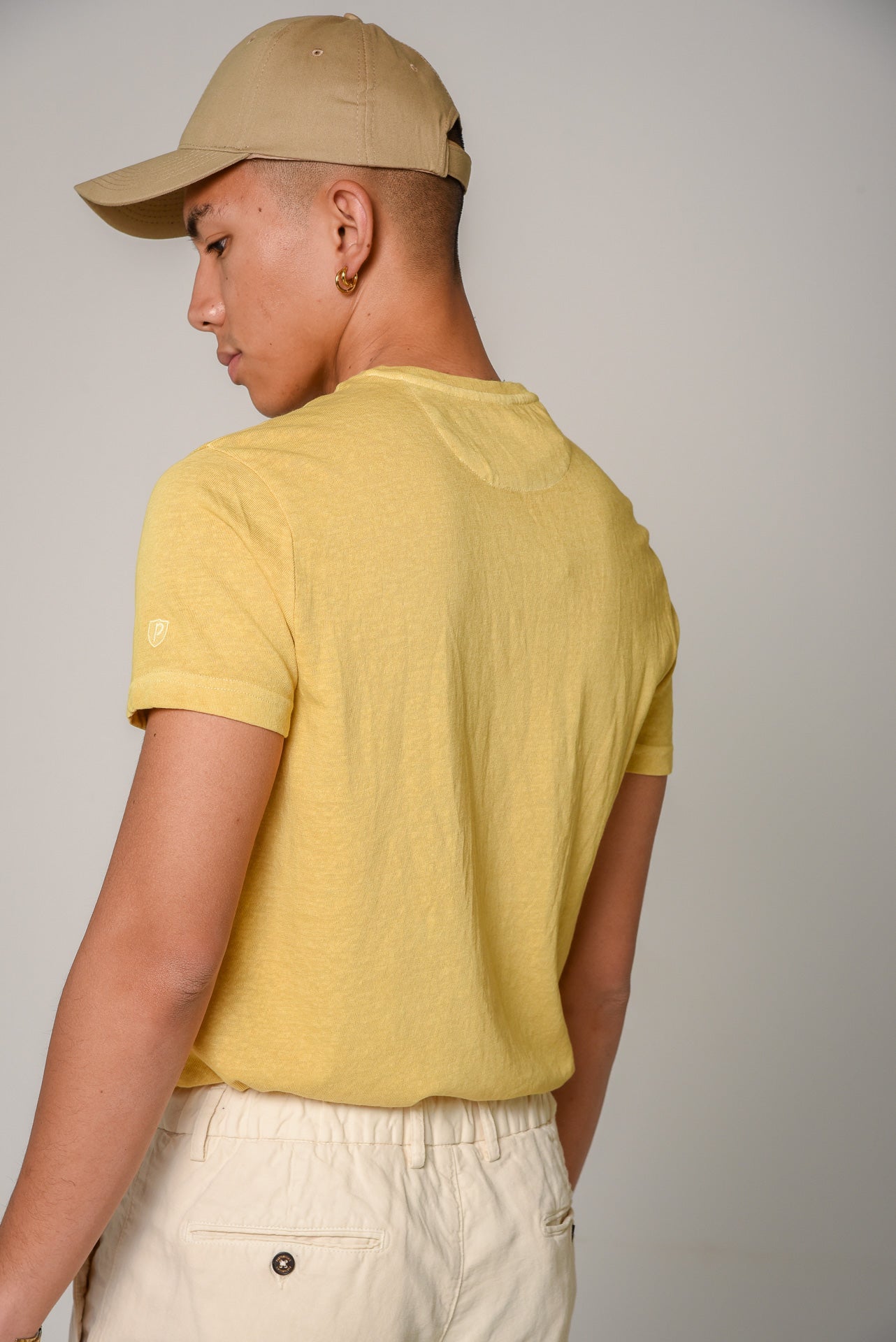 ΑΝΔΡΙΚΟ T-SHIRT PORTOBELLO'S ΚΙΤΡΙΝΟ ΜΟΝΟΧΡΩΜΟ WASHED