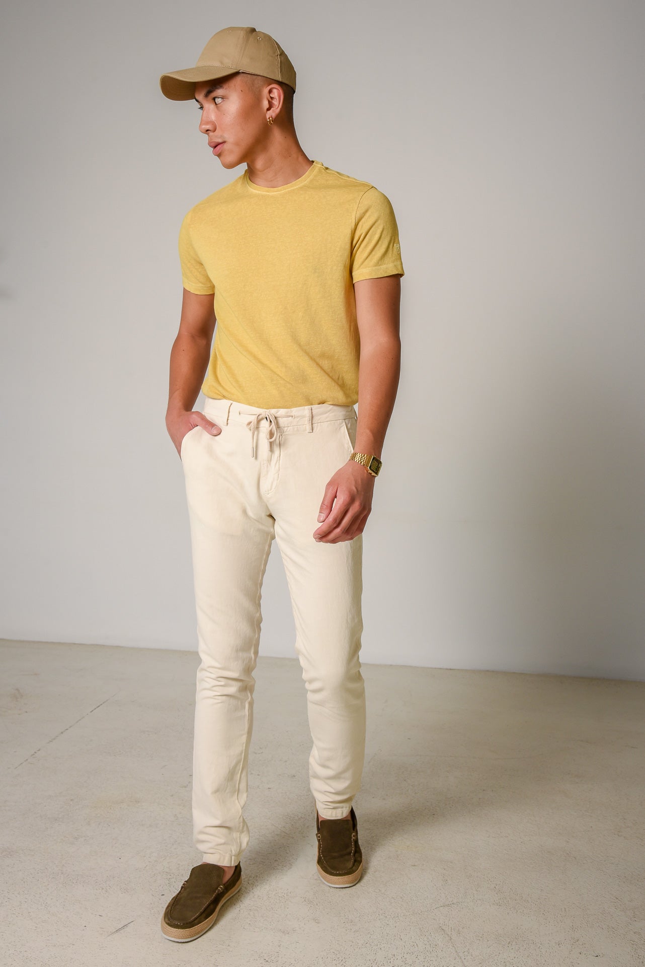 ΑΝΔΡΙΚΟ T-SHIRT PORTOBELLO'S ΚΙΤΡΙΝΟ ΜΟΝΟΧΡΩΜΟ WASHED