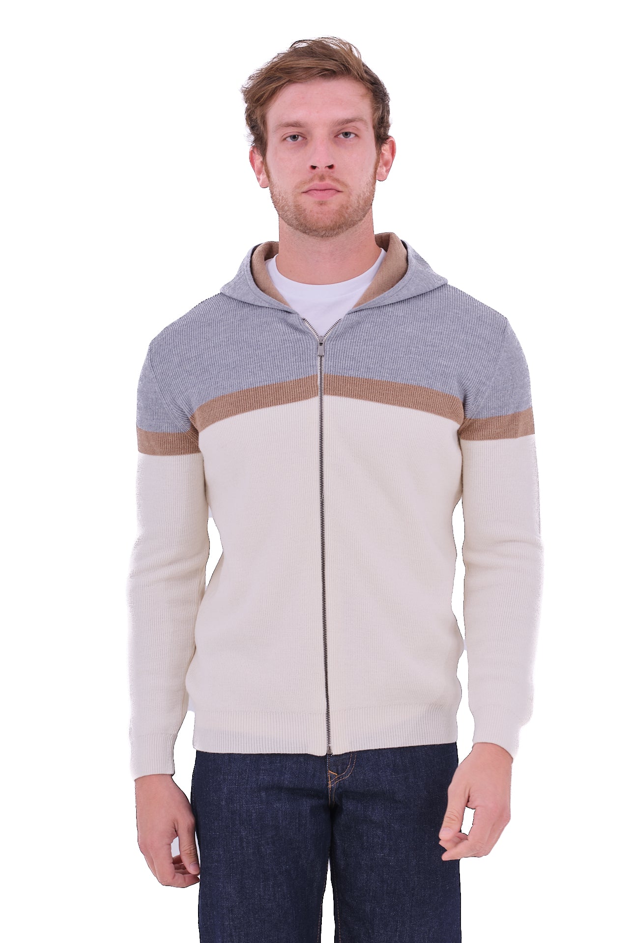 ΑΝΔΡΙΚΗ ΖΑΚΕΤΑ ΣΕ ΕΚΡΟΥ ΓΚΡΙ ΚΑΙ ΜΠΕΖ ΧΡΩΜΑ PORTOBELLO'S ΜΕ ΚΟΥΚΟΥΛΑ