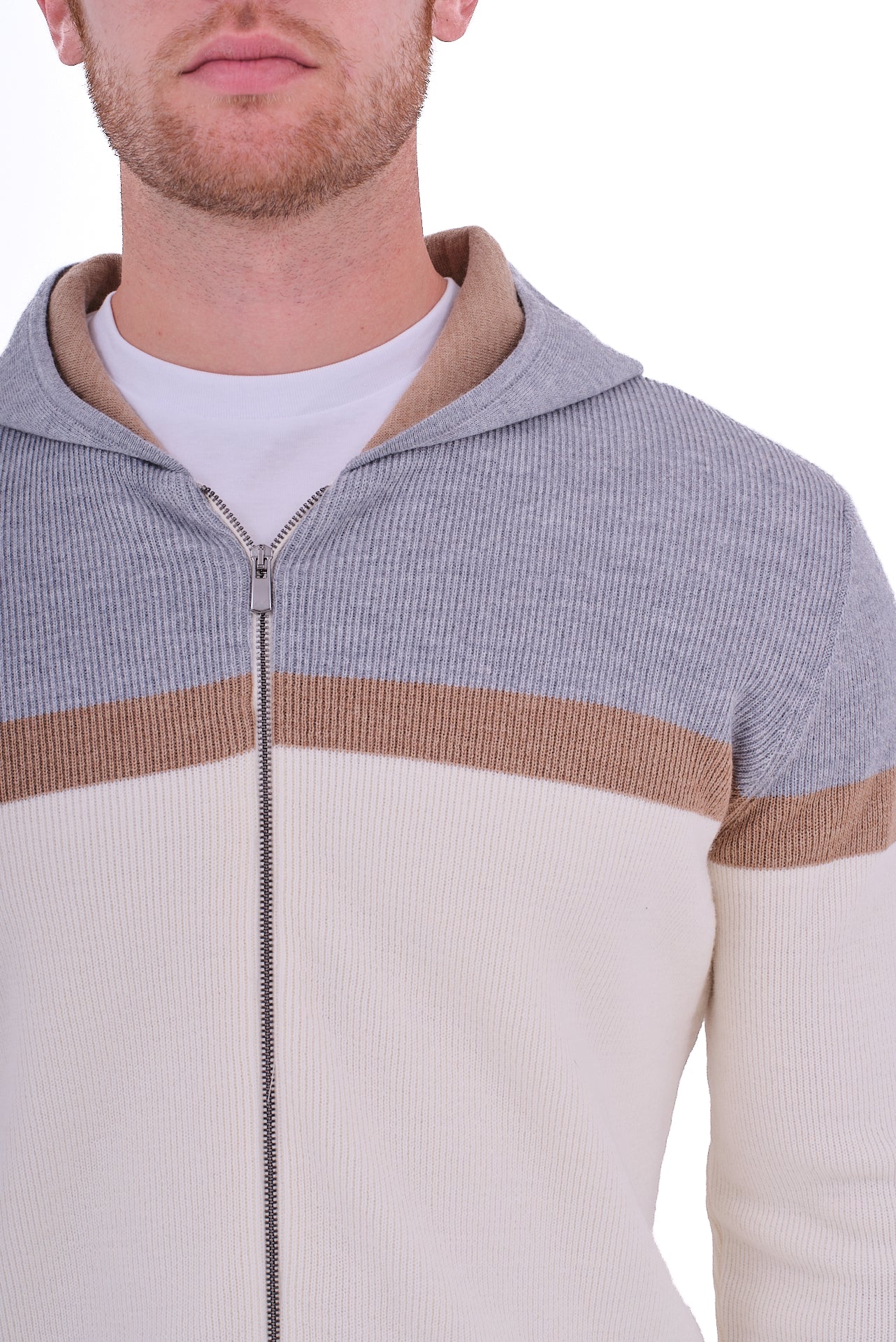 ΑΝΔΡΙΚΗ ΖΑΚΕΤΑ ΣΕ ΕΚΡΟΥ ΓΚΡΙ ΚΑΙ ΜΠΕΖ ΧΡΩΜΑ PORTOBELLO'S ΜΕ ΚΟΥΚΟΥΛΑ