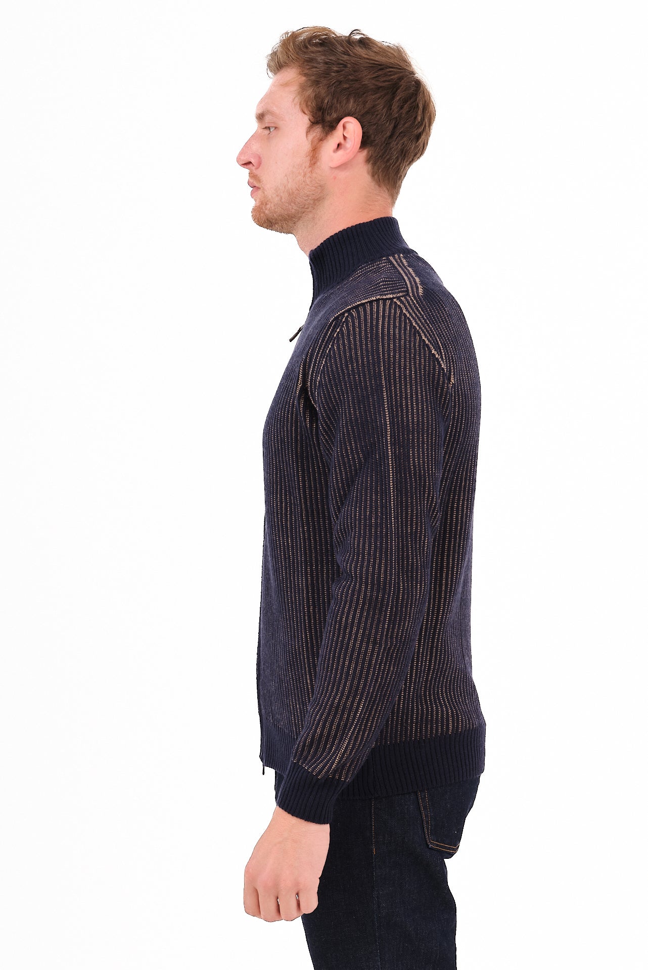 ΑΝΔΡΙΚΗ ΖΑΚΕΤΑ CARDIGAN PORTOBELLO'S ΣΕ ΜΠΛΕ ΧΡΩΜΑ ΜΕ ΨΗΛΟ ΛΑΙΜΟ